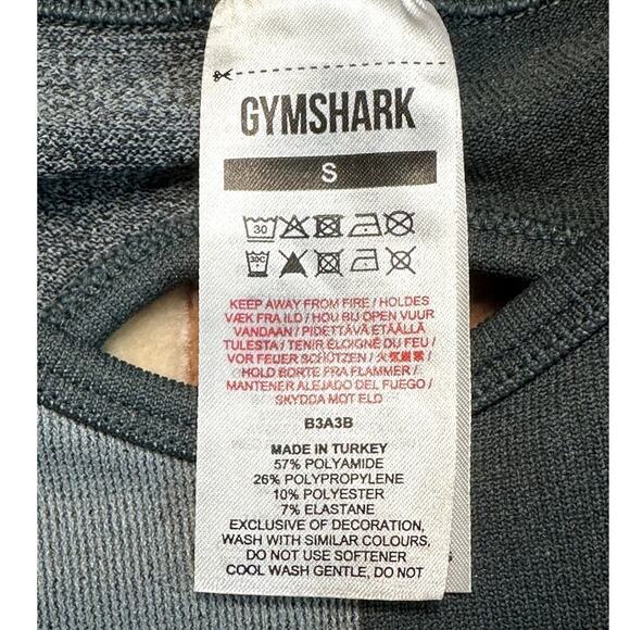 Gymshark Gray Seamless Long Sleeve Crop Top W. Keyhole Arms & Open Back Sz S NWT - Picture 4 of 5